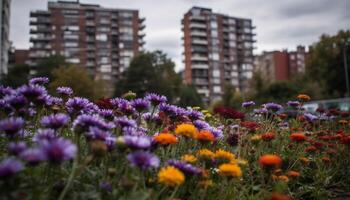 schön Gänseblümchen blühen im ein beschwingt Grün Wiese generiert durch ai foto