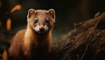süß Säugetier, klein und pelzig, suchen beim Kamera im Natur generiert durch ai foto