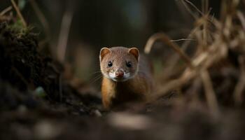 süß klein Säugetier im das wild, suchen beim Kamera draußen generiert durch ai foto