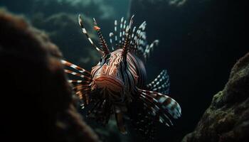 unter Wasser Tier, Natur Fisch Riff, Feuerfisch Tauchen Tauchen Wasser generiert durch ai foto