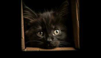 süß Kätzchen mit flauschige Fell, starren mit spielerisch Neugierde generiert durch ai foto