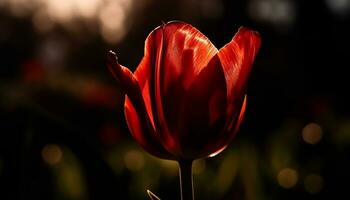 ein beschwingt Strauß von bunt Tulpen erhellt das Wiese im Frühling generiert durch ai foto