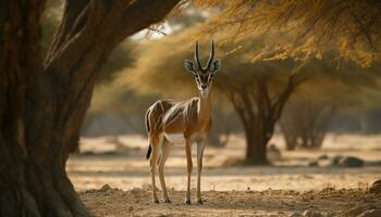 wild Tiere im Afrika Wildnis, Stehen auf das Savanne, Weiden lassen generiert durch ai foto