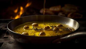 Frische und Natur kombinieren im ein gesund, Vegetarier Gourmet Mahlzeit generiert durch ai foto