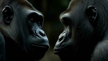 Primas im Natur Affe schließen hoch, gefährdet Spezies im wild generiert durch ai foto