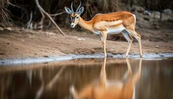 Impala Stehen im das Wildnis, suchen Niedlich, umgeben durch Natur generiert durch ai foto