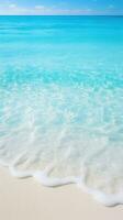 tropisch Strand mit Weiß Sand und Türkis Meer Wasser ai generiert foto