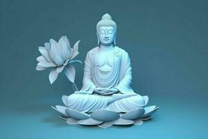 Buddha Statue Lotus Zimmer. generieren ai foto