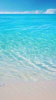 tropisch Strand mit Weiß Sand und Türkis Meer Wasser ai generiert foto