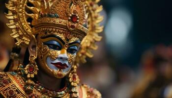 traditionell Festival feiert Spiritualität und Tradition mit aufwendig Gold Dekorationen generiert durch ai foto