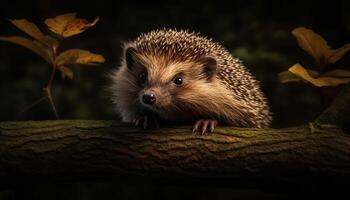 süß Igel im das wild, klein Säugetier mit borstig Pelz generiert durch ai foto