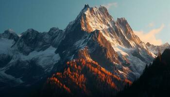 majestätisch Berg Gipfel, Natur Schönheit im Panorama- Landschaft, Wandern Abenteuer generiert durch ai foto