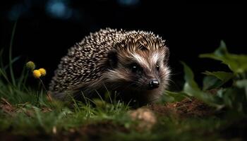 süß Igel im Natur, klein Säugetier mit borstig Pelz generiert durch ai foto