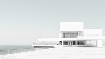 3d Rendern von modern die Architektur auf das Dach mit Meer Sicht. generativ ai foto