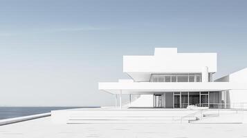 3d Rendern von modern die Architektur auf das Dach mit Meer Sicht. generativ ai foto