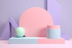 minimal Pastell- Produkt Podium Hintergrund zum kosmetisch Präsentation.erstellt mit generativ ai Technologie foto