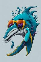 ein detailliert Illustration von ein Delfin zum ein T-Shirt Design, Hintergrund und Mode foto