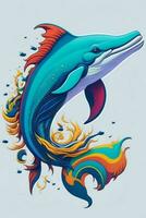 ein detailliert Illustration von ein Delfin zum ein T-Shirt Design, Hintergrund und Mode foto