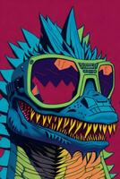 ein detailliert Illustration von ein Godzilla zum ein T-Shirt Design, Hintergrund und Mode foto