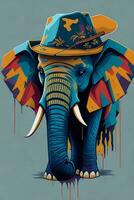 ein detailliert Illustration von ein Elefant zum ein T-Shirt Design, Hintergrund und Mode foto