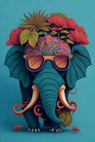 ein detailliert Illustration von ein Elefant zum ein T-Shirt Design, Hintergrund und Mode foto