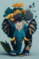 ein detailliert Illustration von ein Elefant zum ein T-Shirt Design, Hintergrund und Mode foto