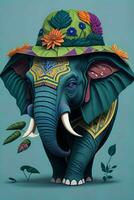 ein detailliert Illustration von ein Elefant zum ein T-Shirt Design, Hintergrund und Mode foto