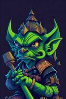 ein detailliert Illustration von ein Kobold zum ein T-Shirt Design, Hintergrund und Mode foto