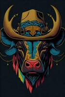 ein detailliert Illustration von ein Stier zum ein T-Shirt Design, Hintergrund und Mode foto