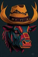 ein detailliert Illustration von ein Stier zum ein T-Shirt Design, Hintergrund und Mode foto