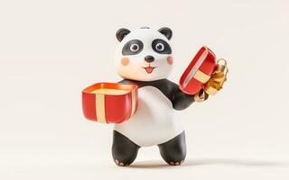Panda mit Karikatur Stil, 3d Wiedergabe. foto