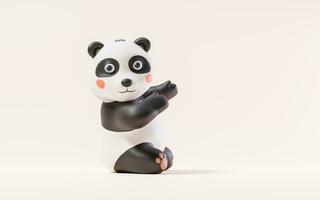 Panda mit Karikatur Stil, 3d Wiedergabe. foto