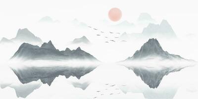 Chinesisch Stil Tinte Gemälde Berge. foto