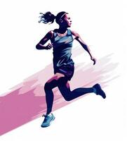 ein weiblich Sport Läufer Springen isoliert foto