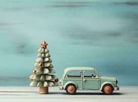 Weihnachten Auto mit Weihnachten Baum foto