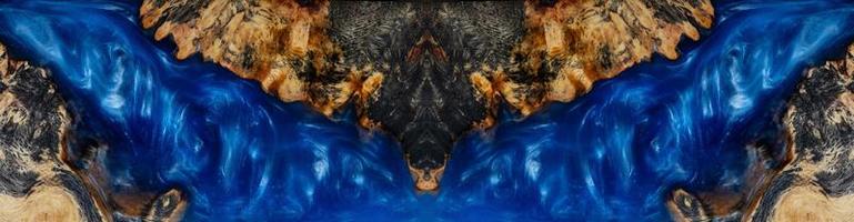 Gießen Epoxidharz stabilisierende Wurzelholz Afzelia Holz blaue Farbe abstrakte Kunst Hintergrund für Rohlinge