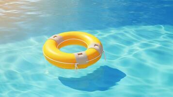 Rettungsring schwimmt im ein Kristall klar Blau Schwimmen Schwimmbad foto