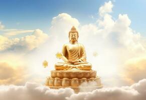 Gold Buddha Statue im das Himmel Hintergrund foto