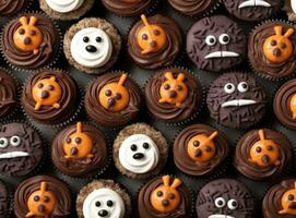 Halloween Cupcakes auf dunkel Hintergrund foto