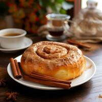 köstlich Süss Zimt Brötchen gebacken foto