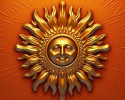 golden Sonne auf ein Orange Hintergrund generativ ai foto