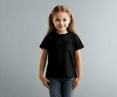 wenig Mädchen schwarz t Hemd Attrappe, Lehrmodell, Simulation foto