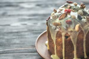 hausgemacht Panettone schließen oben foto