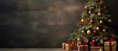 Bild von Urlaub Ornamente Baum die Geschenke und Neu Jahr Feier foto