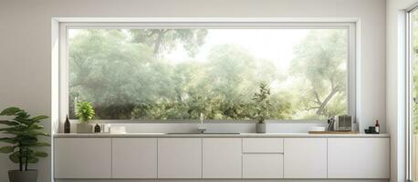 zeitgenössisch Fenster Aussicht von Küche foto
