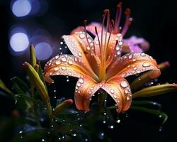 fotografieren Orange Lilie mit Wasser Tröpfchen auf das Blütenblätter durch Joseph Kim auf 500px generativ ai foto