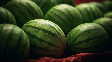 realistisch Foto von ein Bündel von Wassermelonen. oben Aussicht Obst Landschaft. ai generiert