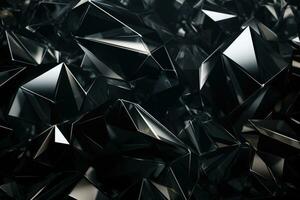 abstrakt 3d Rendern von chaotisch niedrig poly Form. futuristisch Hintergrund Design. abstrakt schwarz Kristall Hintergrund, ai generiert foto