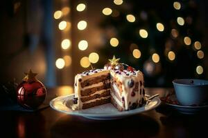 Stück Kuchen Weihnachten. generieren ai foto