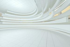 Weiß runden Zimmer, futuristisch Struktur, 3d Wiedergabe. foto